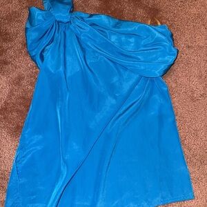 Baja East Vibrant Blue Asymmetrical Blouse